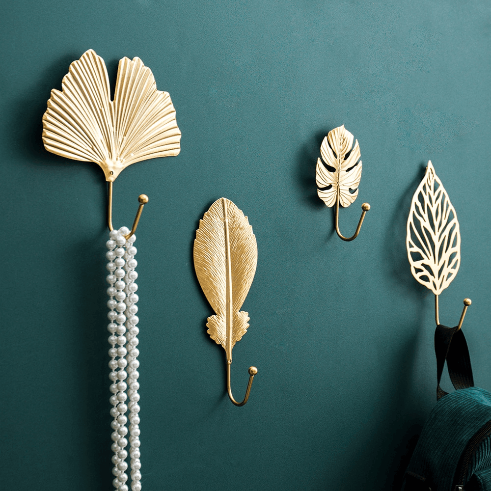  Nature's Leaves Metal Wall Hooks Gold / Willow-Gold / Magnolia-Gold / Alder-Gold / Ginkgo-Gold / Palm-Gold / Saratoga-PowderBlue / Willow-PowderBlue / Magnolia-PowderBlue / Alder-PowderBlue / Ginkgo - Stem & Sill