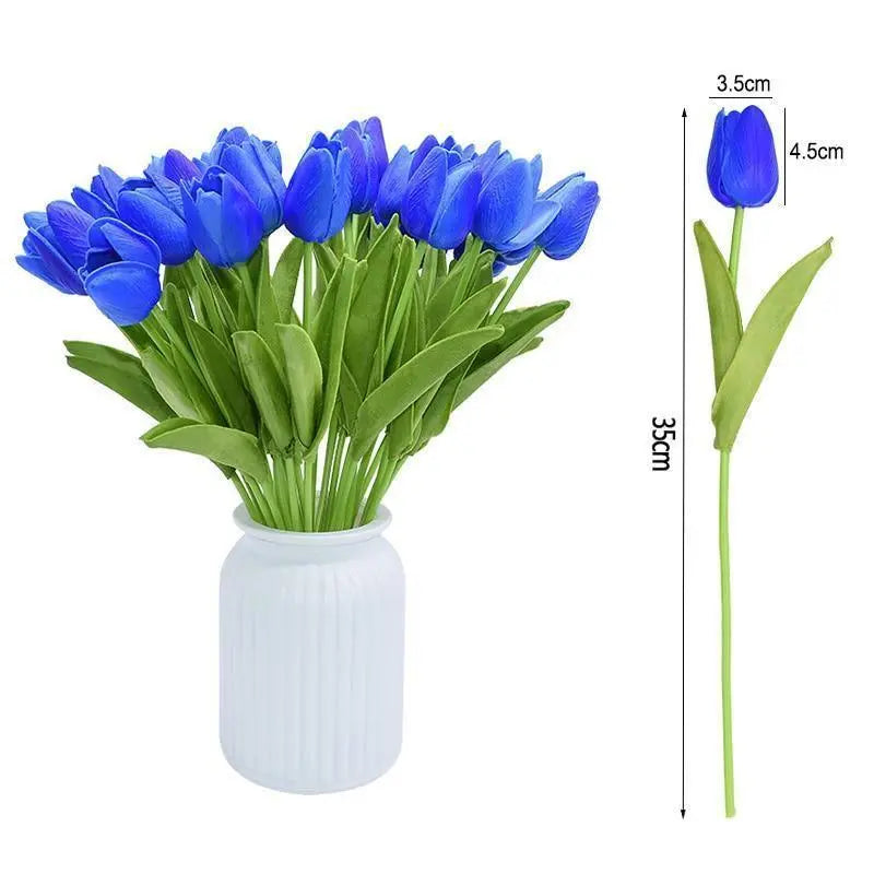 10-Piece Vibrant Faux Tulips - Stem & Sill