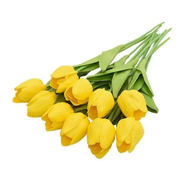 10-Piece Vibrant Faux Tulips - Stem & Sill