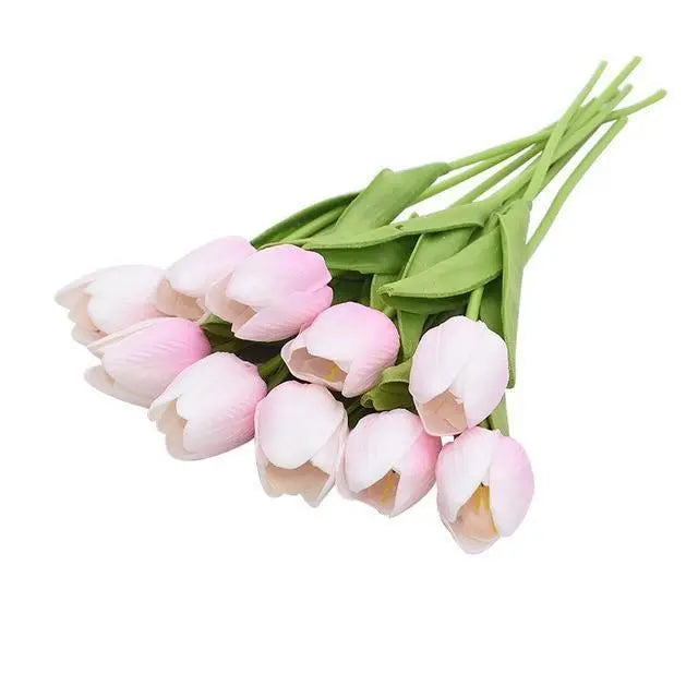 10-Piece Vibrant Faux Tulips - Stem & Sill