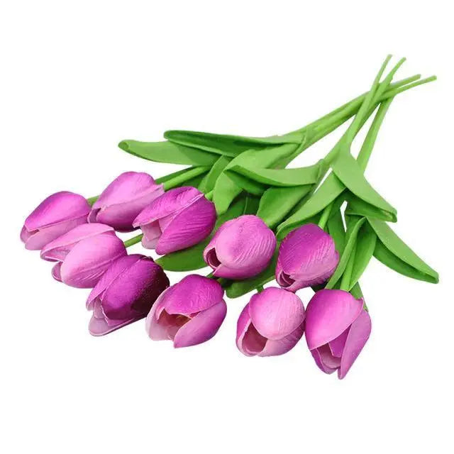 10-Piece Vibrant Faux Tulips - Stem & Sill