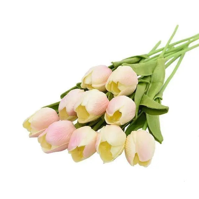 10-Piece Vibrant Faux Tulips - Stem & Sill