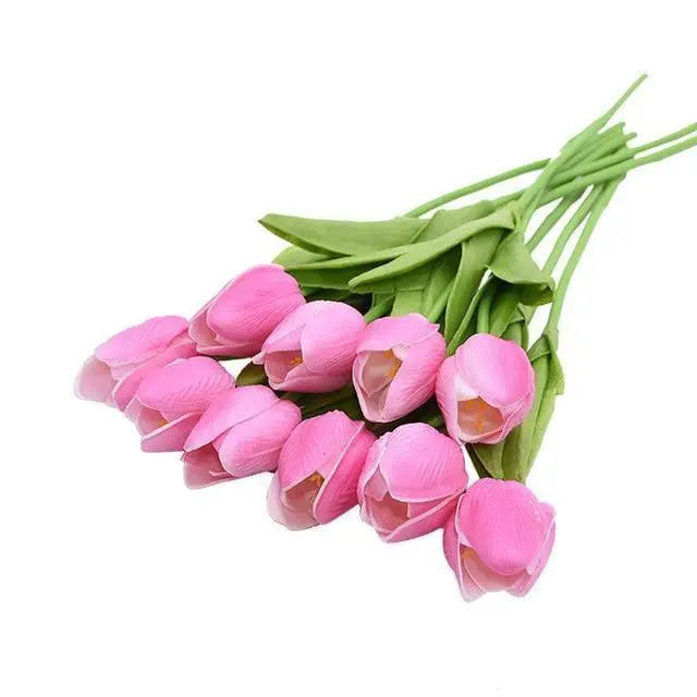 10-Piece Vibrant Faux Tulips - Stem & Sill