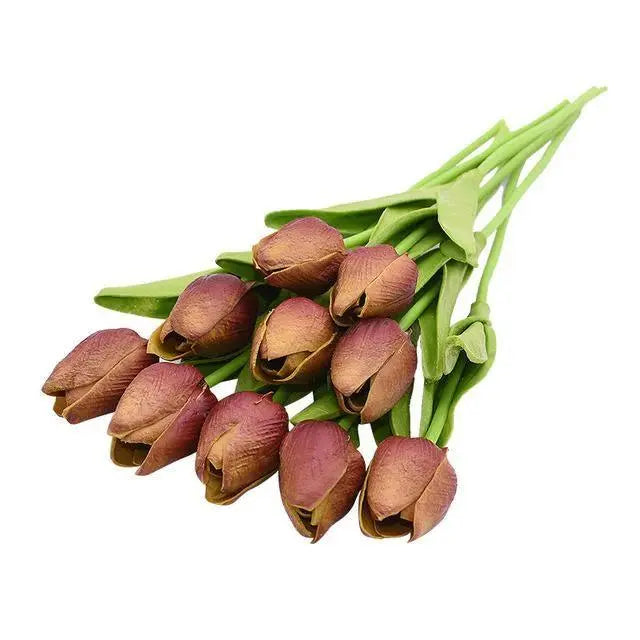 10-Piece Vibrant Faux Tulips - Stem & Sill