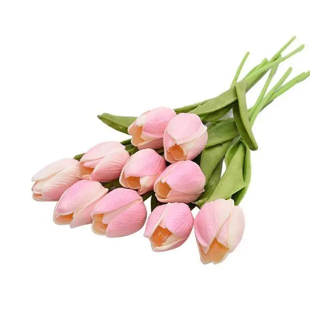 10-Piece Vibrant Faux Tulips - Stem & Sill