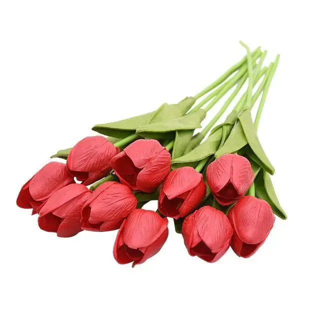 10-Piece Vibrant Faux Tulips - Stem & Sill