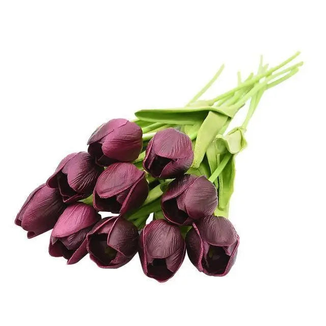 10-Piece Vibrant Faux Tulips - Stem & Sill