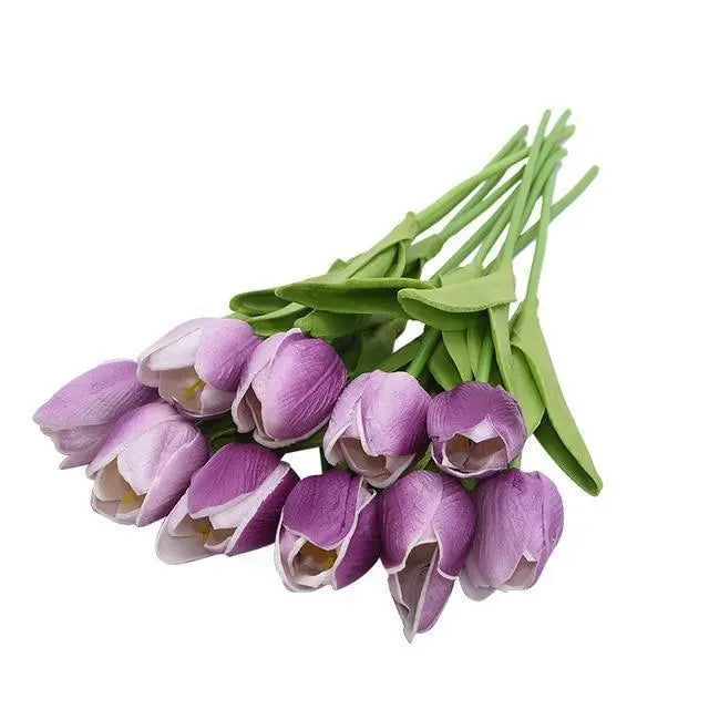 10-Piece Vibrant Faux Tulips - Stem & Sill