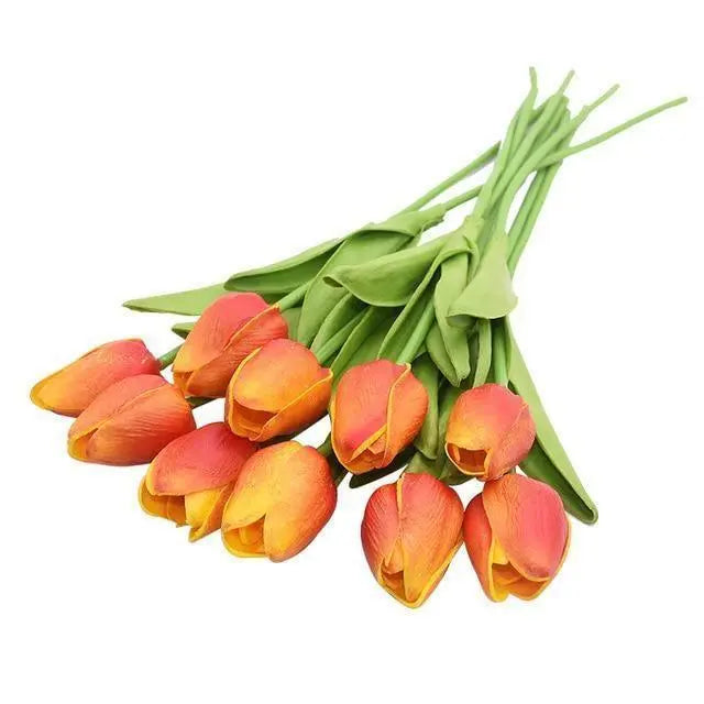 10-Piece Vibrant Faux Tulips - Stem & Sill