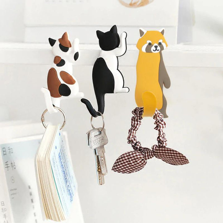  Flexible Adhesive Animal Wall Hooks Grey White Dog-Black Spotted Dog-Brown Dog-Red Spotted Dog-Dalmation-Alaskan Malamute-Grey White Cat-White Cat-Black White Cat-Bird - Stem & Sill