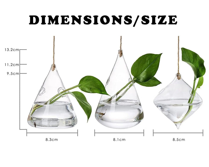 3-Piece Glass Hanging Terrarium Vases - Stem & Sill