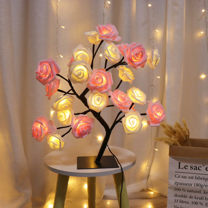  Charming Rose Tree Table Lamp Delicate Pink-White-Sky Blue-Yellow-Purple-Green-Pink and White-Rainbow - Stem & Sill