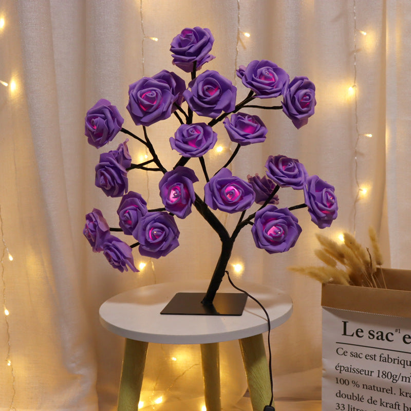  Charming Rose Tree Table Lamp Delicate Pink-White-Sky Blue-Yellow-Purple-Green-Pink and White-Rainbow - Stem & Sill