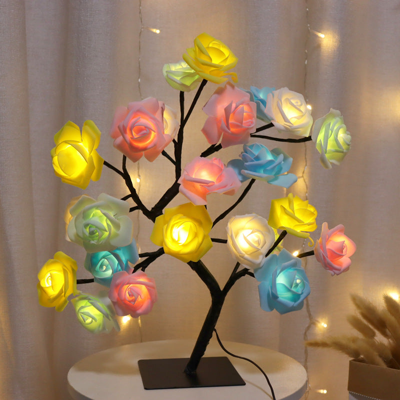  Charming Rose Tree Table Lamp Delicate Pink-White-Sky Blue-Yellow-Purple-Green-Pink and White-Rainbow - Stem & Sill