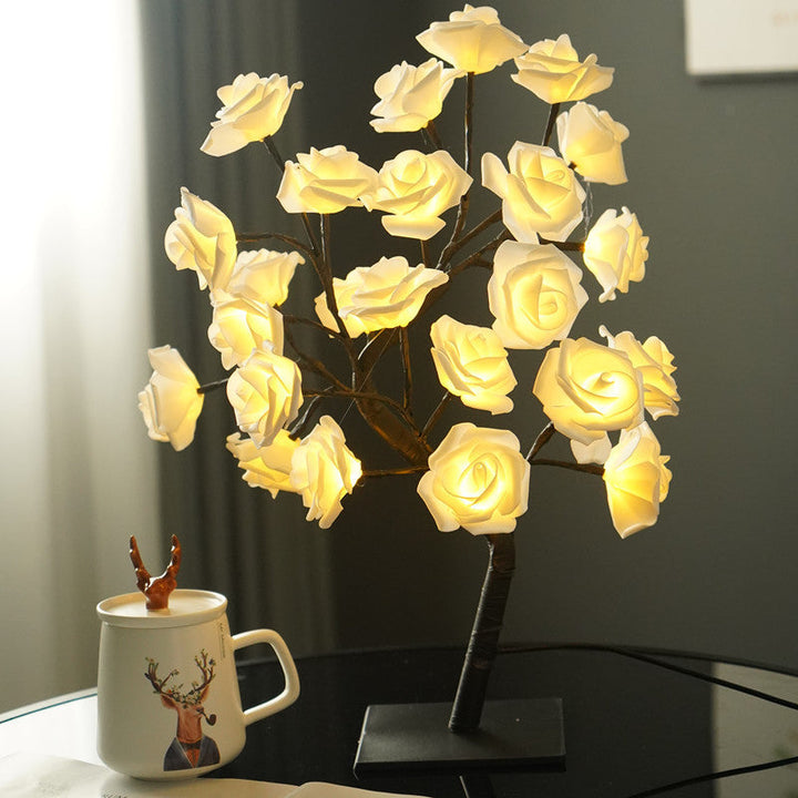  Charming Rose Tree Table Lamp Delicate Pink-White-Sky Blue-Yellow-Purple-Green-Pink and White-Rainbow - Stem & Sill