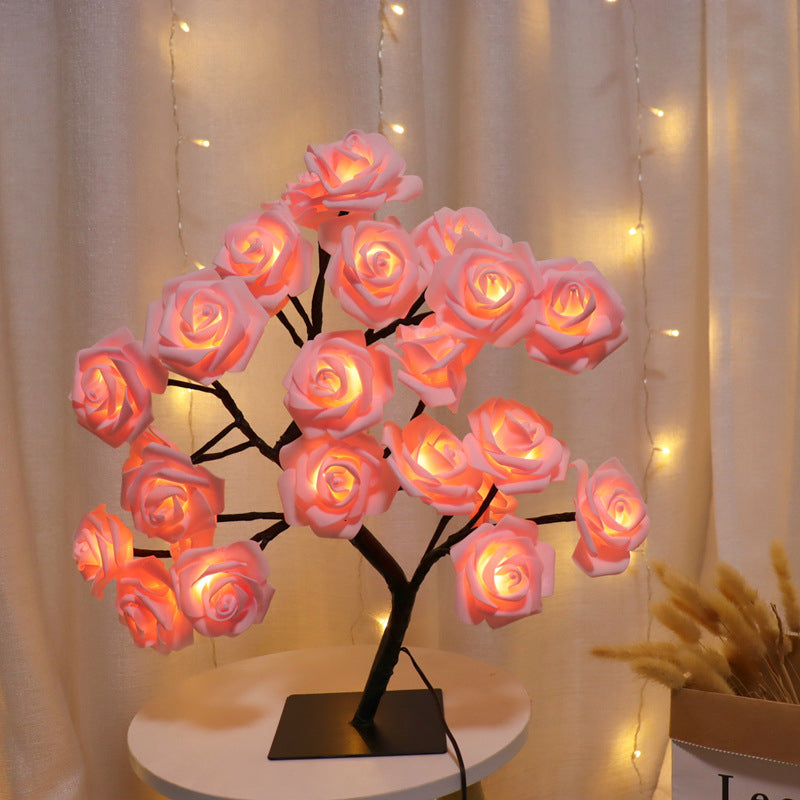  Charming Rose Tree Table Lamp Delicate Pink-White-Sky Blue-Yellow-Purple-Green-Pink and White-Rainbow - Stem & Sill