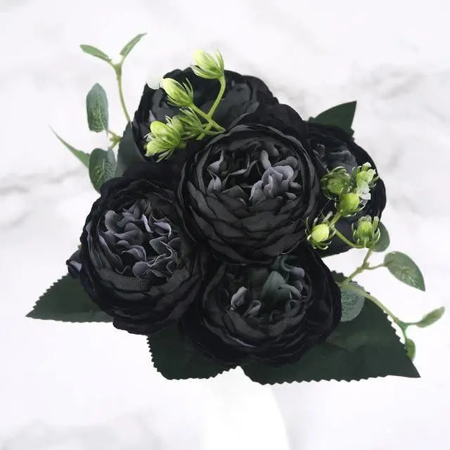 9-Piece Silk Peony Artificial Flowers - Stem & Sill