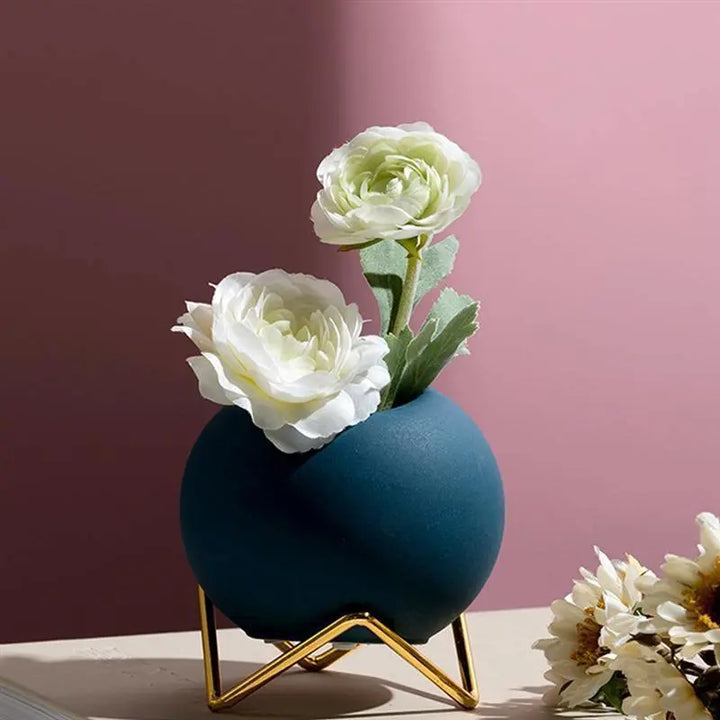 Abstract Colors Ceramic Planter Pots with Stand - Stem & Sill