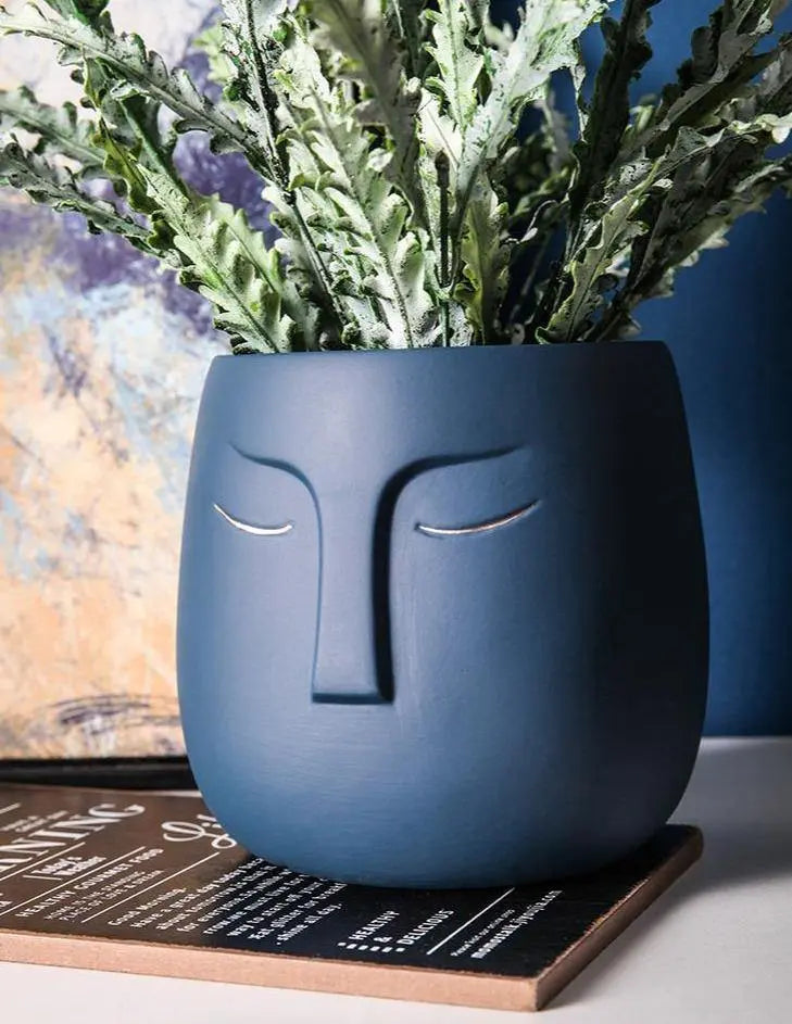 Abstract Ceramic Sleeping Face Planter - Stem & Sill