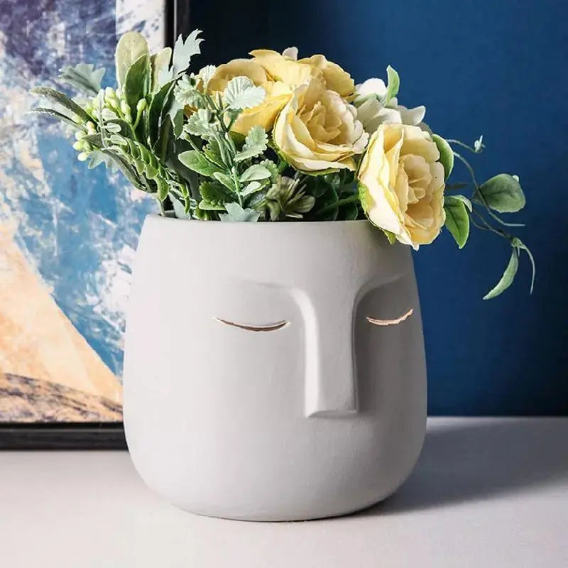 Abstract Ceramic Sleeping Face Planter - Stem & Sill