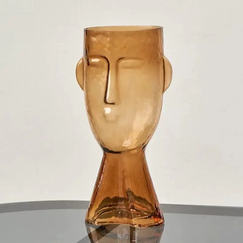 Abstract Face Inflated Glass Vase - Stem & Sill