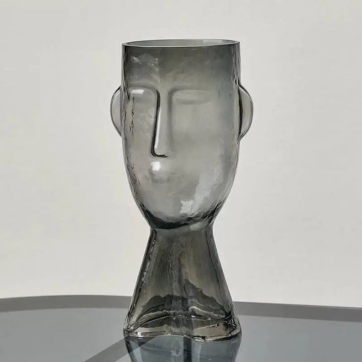 Abstract Face Inflated Glass Vase - Stem & Sill