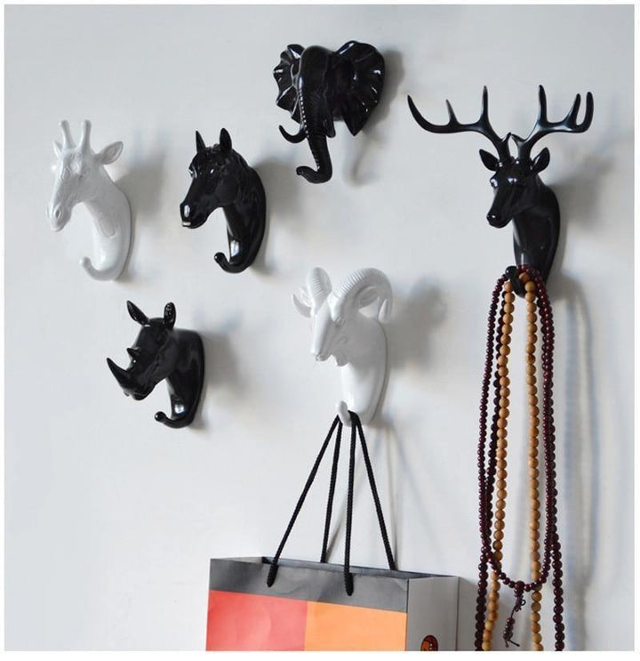  Animal-Shaped Wall Hooks Gold / Giraffe-Gold / Deer-Gold / Ram-White / Rhino-White / Ram-Black / Ram-Black / Horse-White / Elephant-White / Horse-Black / Giraffe - Stem & Sill