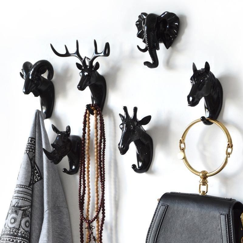  Animal-Shaped Wall Hooks Gold / Giraffe-Gold / Deer-Gold / Ram-White / Rhino-White / Ram-Black / Ram-Black / Horse-White / Elephant-White / Horse-Black / Giraffe - Stem & Sill