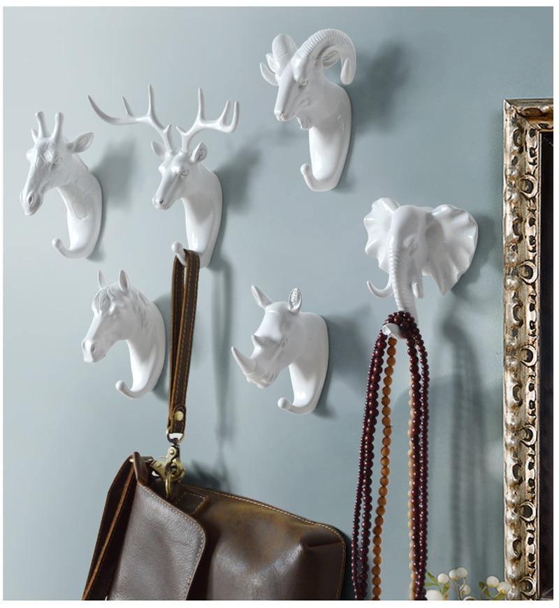  Animal-Shaped Wall Hooks Gold / Giraffe-Gold / Deer-Gold / Ram-White / Rhino-White / Ram-Black / Ram-Black / Horse-White / Elephant-White / Horse-Black / Giraffe - Stem & Sill