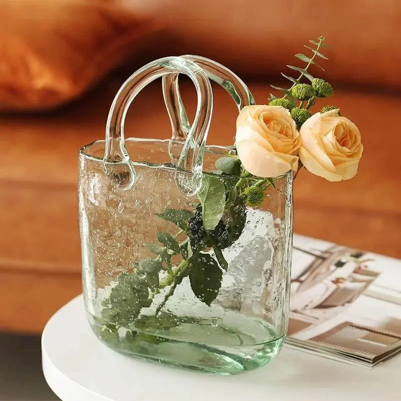 Basket Or Tote Glass Vase - Stem & Sill