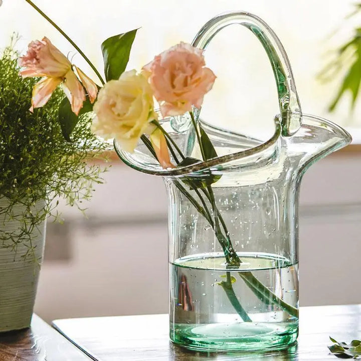 Basket Or Tote Glass Vase - Stem & Sill