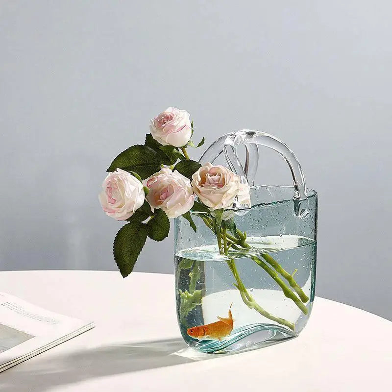 Basket Or Tote Glass Vase - Stem & Sill