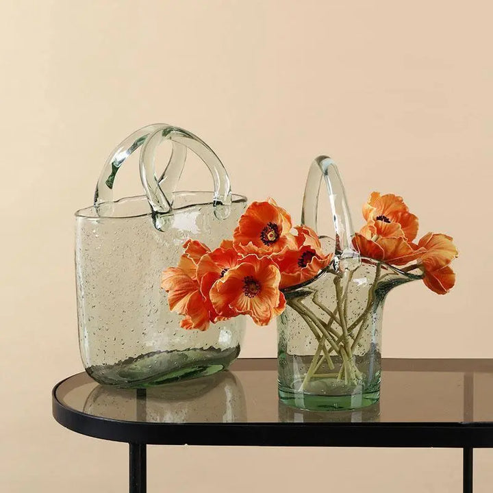 Basket Or Tote Glass Vase - Stem & Sill