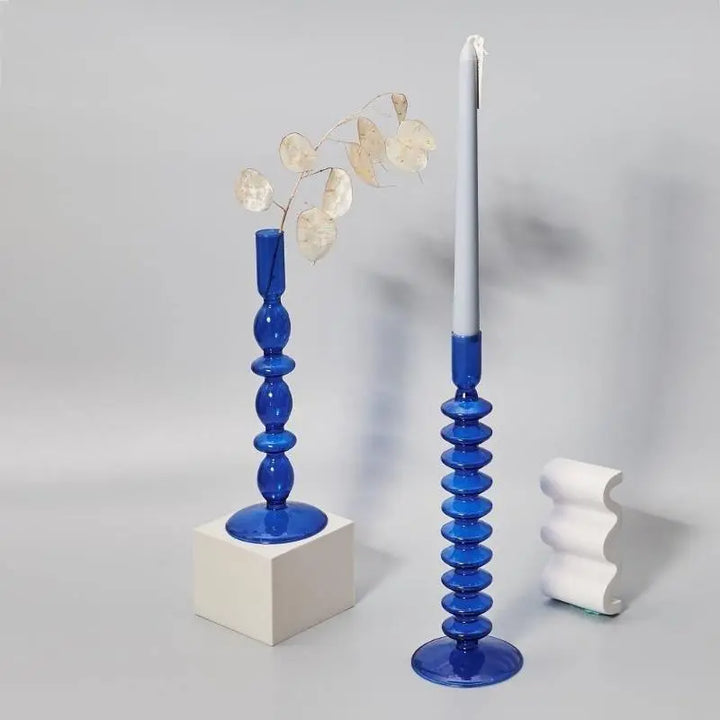 Blue Horizon Glass Taper Candle Holders - Stem & Sill