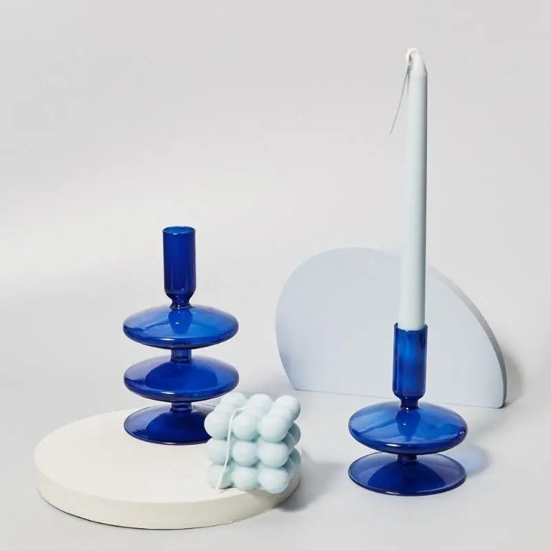 Blue Horizon Glass Taper Candle Holders - Stem & Sill