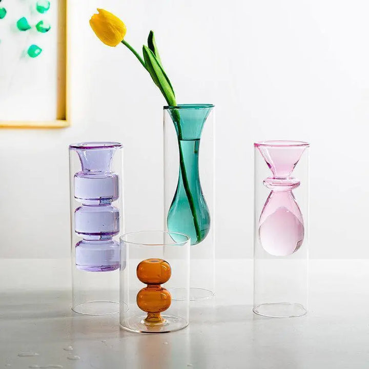 Bubble-Shaped Blown Glass Vases - Stem & Sill