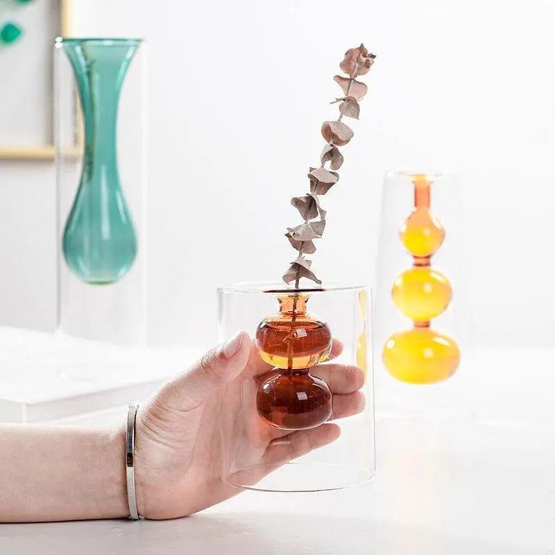 Bubble-Shaped Blown Glass Vases - Stem & Sill