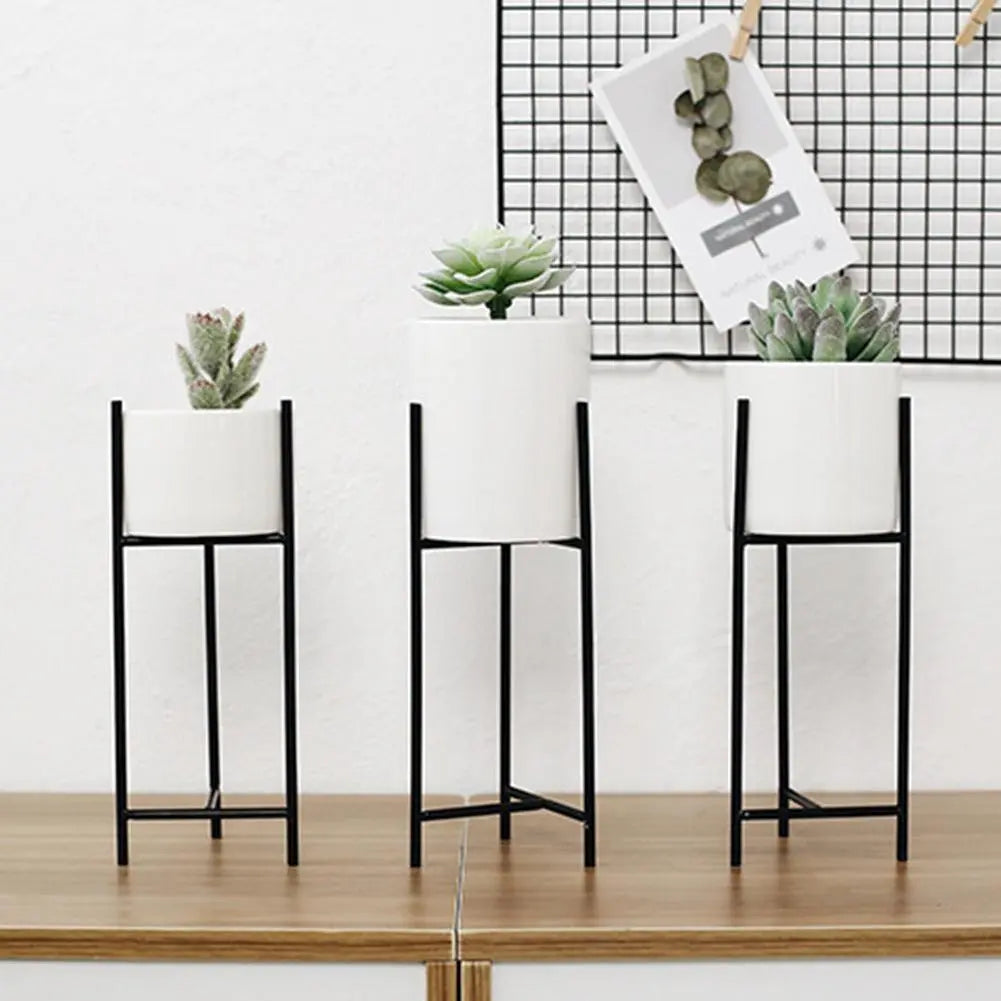 Ceramic Planter with Metal Stand - Stem & Sill