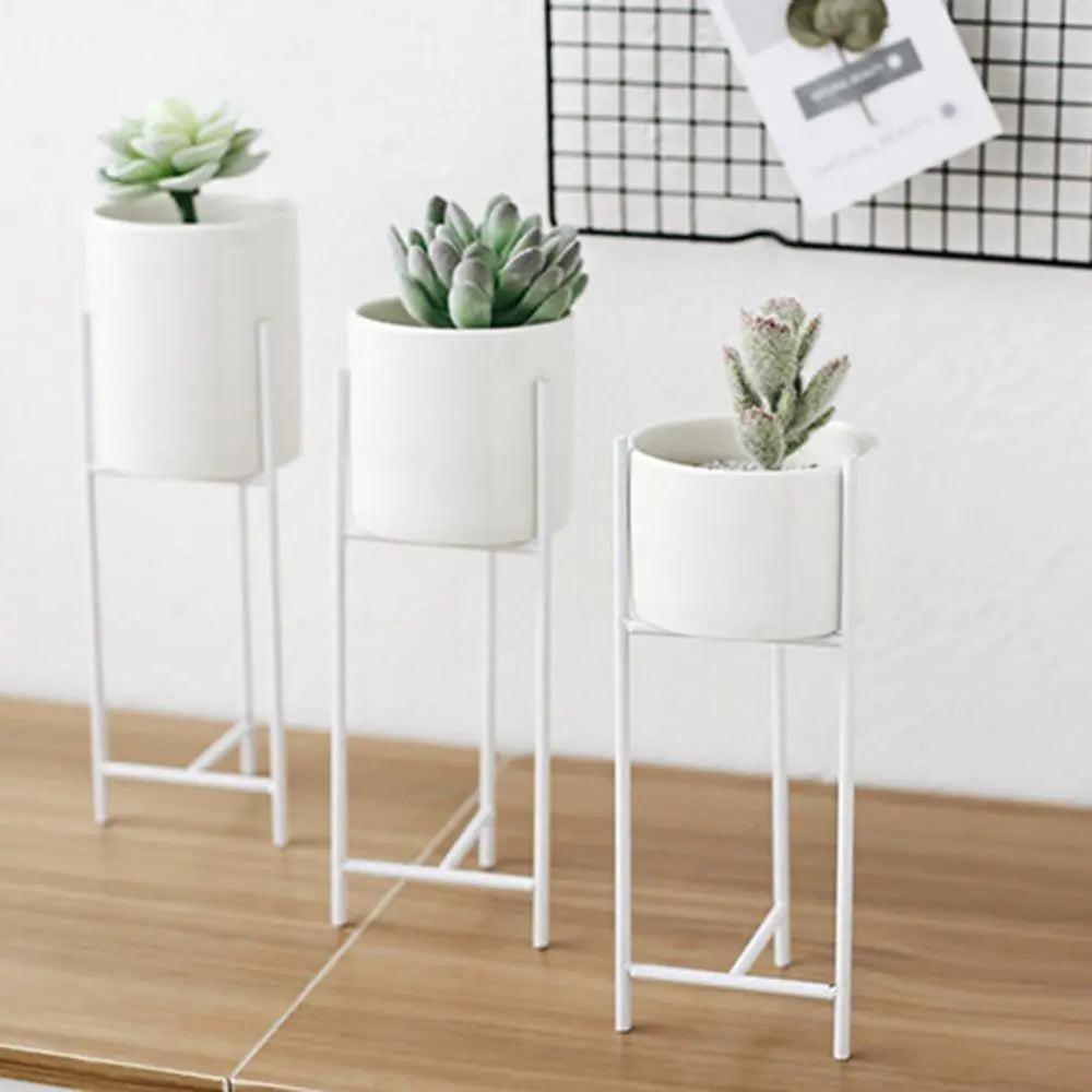 Ceramic Planter with Metal Stand - Stem & Sill