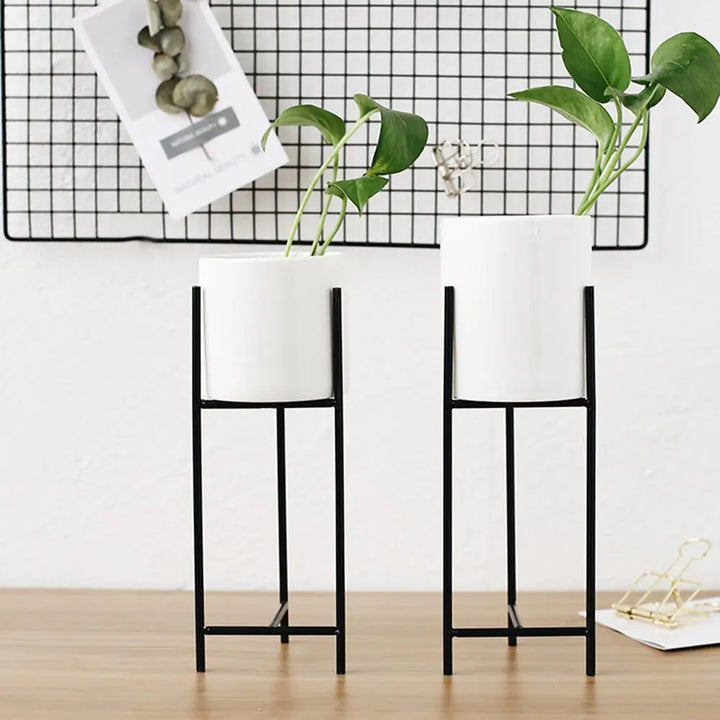 Ceramic Planter with Metal Stand - Stem & Sill