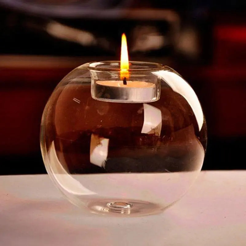 Crystal Glass sphere Tea Light Candle Holder - Stem & Sill