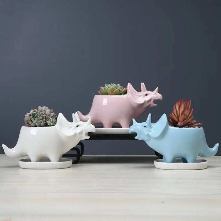 Cuddly Dinosaur Succulent Planter Pot with Drainage Tray - Stem & Sill