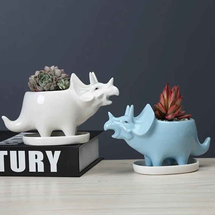 Cuddly Dinosaur Succulent Planter Pot with Drainage Tray - Stem & Sill