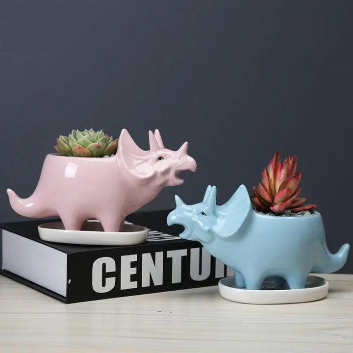 Cuddly Dinosaur Succulent Planter Pot with Drainage Tray - Stem & Sill