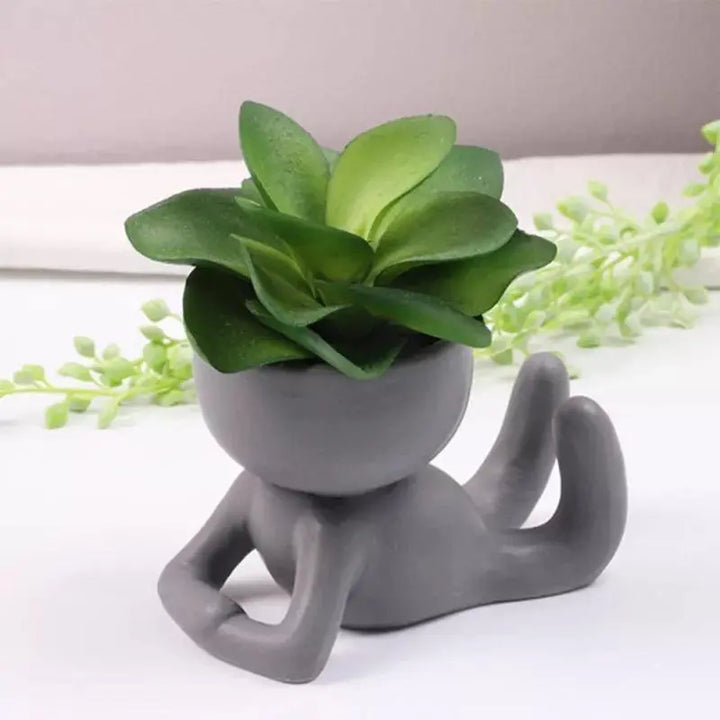 Ceramic Succulent plant Pot Creative Human Shaped - Stem & Sill