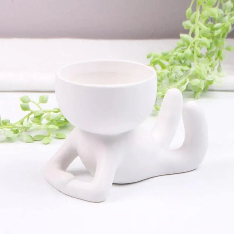 Ceramic Succulent plant Pot Creative Human Shaped - Stem & Sill