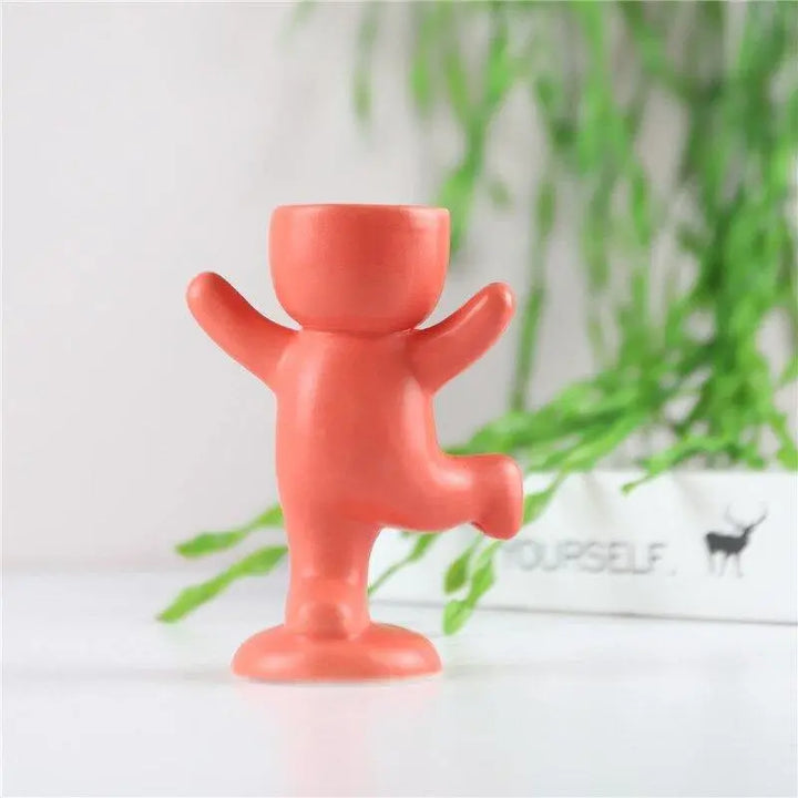 Ceramic Succulent plant Pot Creative Human Shaped - Stem & Sill