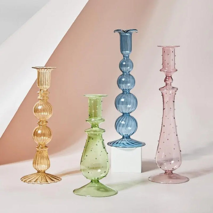 Fleur Pastel Glass Candle Holders - Stem & Sill