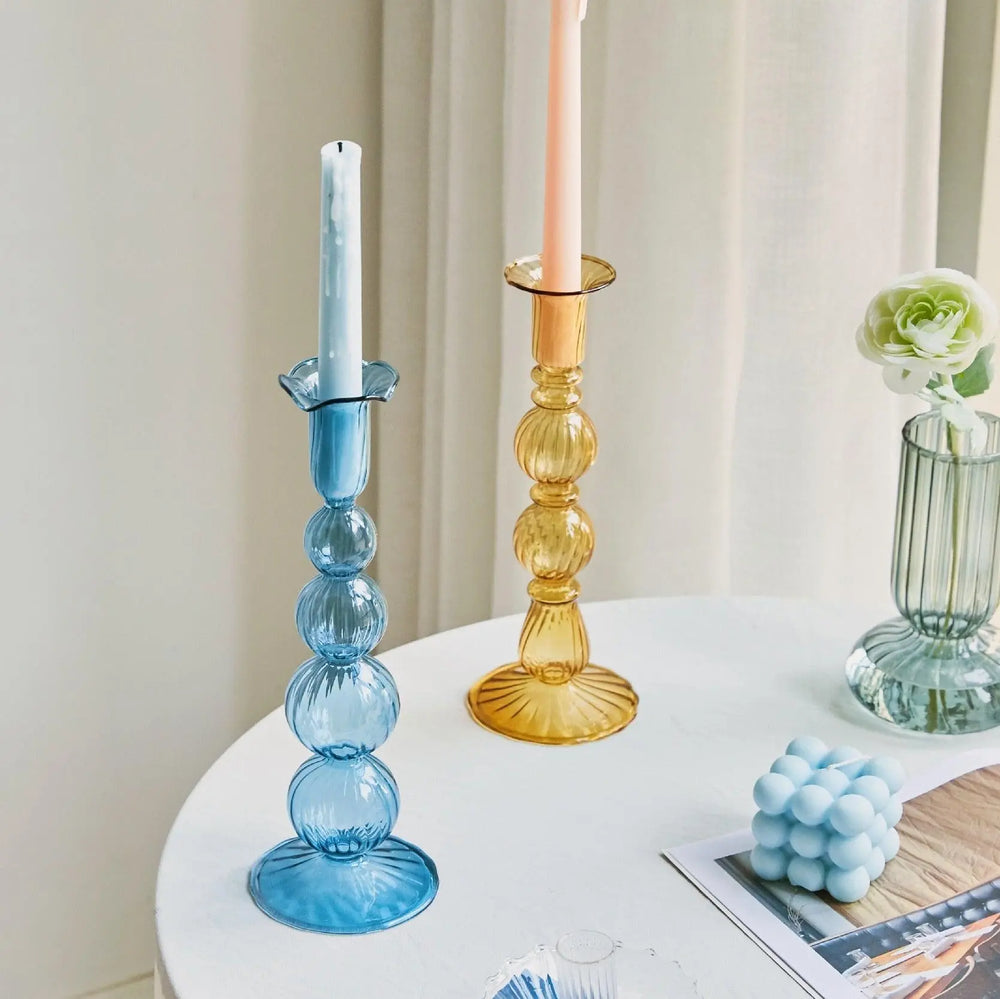 Fleur Pastel Glass Candle Holders - Stem & Sill