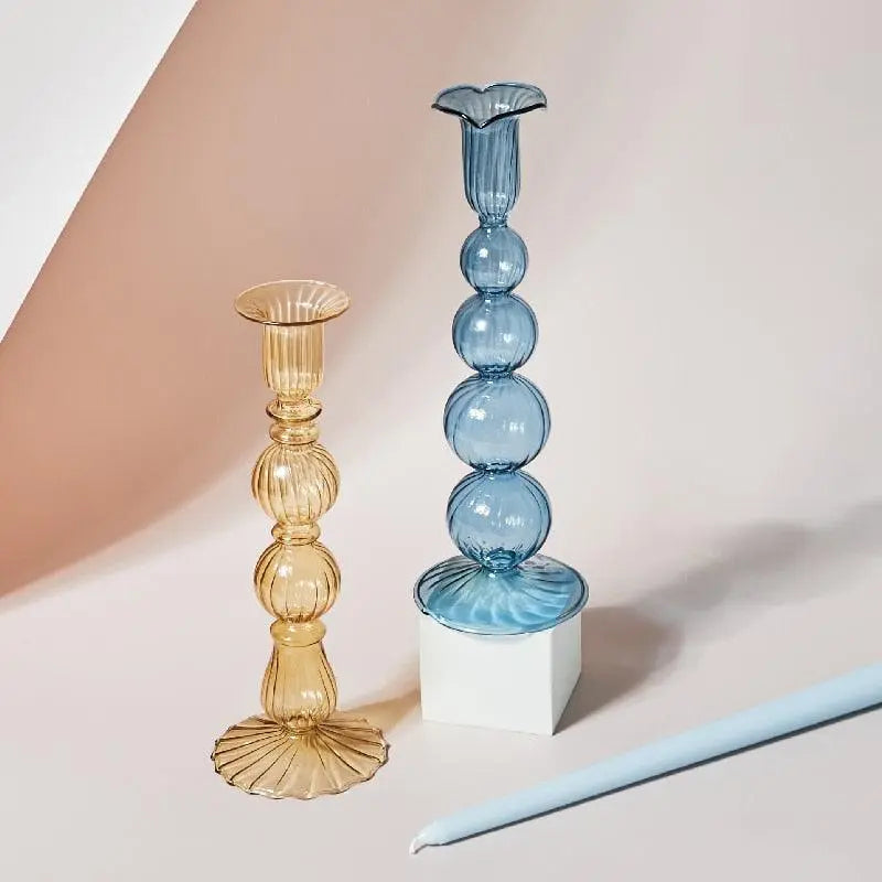 Fleur Pastel Glass Candle Holders - Stem & Sill